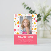 Mooie Kleurrijke Bloemen Verjaardag Kinderen Meisj Briefkaart (Staand voorkant)