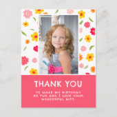 Mooie Kleurrijke Bloemen Verjaardag Kinderen Meisj Briefkaart (Voorkant)