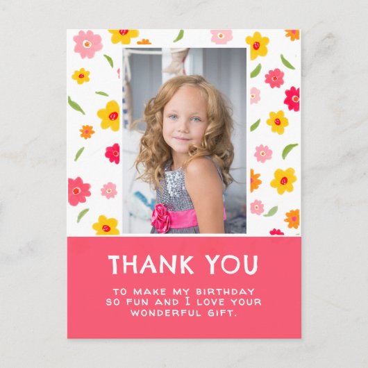 Mooie Kleurrijke Bloemen Verjaardag Kinderen Meisj Briefkaart (Voorkant)