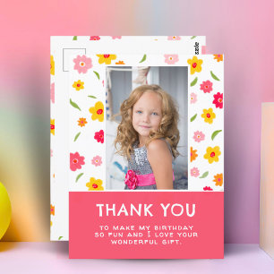 Mooie Kleurrijke Bloemen Verjaardag Kinderen Meisj Briefkaart