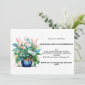 Mooie kleurrijke bloemen verjaardagsfeestje kaart (Staand voorkant)