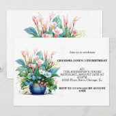 Mooie kleurrijke bloemen verjaardagsfeestje kaart (Voorkant / Achterkant)