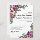 Mooie, kleurrijke bloemen zomerbruiloft kaart (Voorkant)