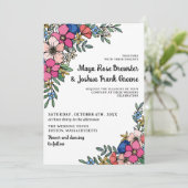 Mooie, kleurrijke bloemen zomerbruiloft kaart (Staand voorkant)