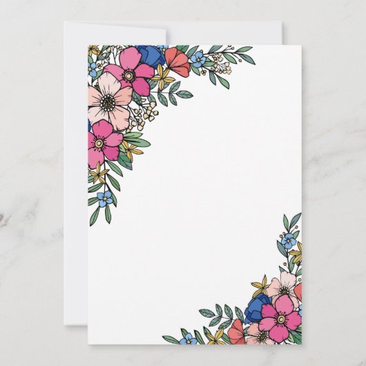 Mooie, kleurrijke bloemen zomerbruiloft kaart (Achterkant)