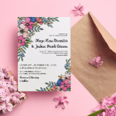 Mooie, kleurrijke bloemen zomerbruiloft kaart