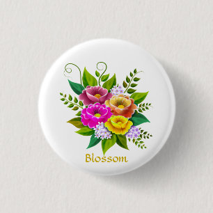 Mooie Kleurrijke Bloemenboeket Ronde Button 3,2 Cm