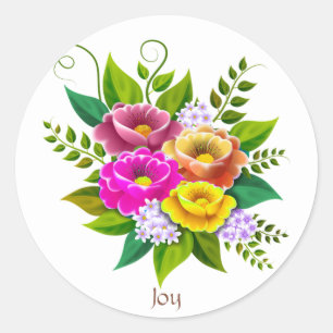 Mooie Kleurrijke Bloemenboeket Ronde Sticker
