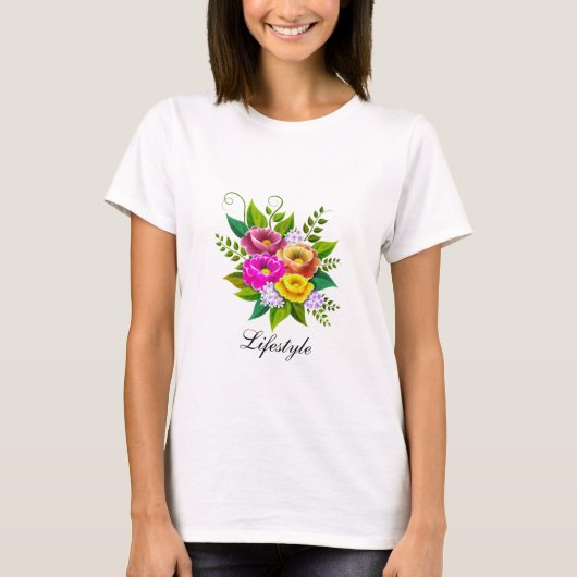 Mooie Kleurrijke Bloemenboeket T-shirt (Voorkant)