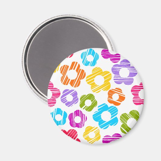 Mooie kleurrijke bloemige vrolijke bloempatroon magneet (Voorkant / Achterkant)