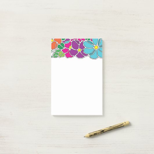 Mooie Kleurrijke Bloempatroon Post-it® Notes (Op bureau)