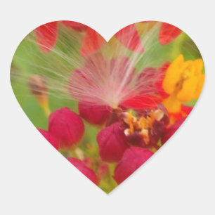 Mooie Kleurrijke Bloemstuk met Zijdeplant Kunstpri Hart Sticker