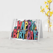 Mooie kleurrijke boeken en Abstracte verjaardag Kaart (Gele Bloem)