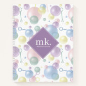 Mooie Kleurrijke Bubbel Patronen Met Monogram Notitieboek (Voorkant)