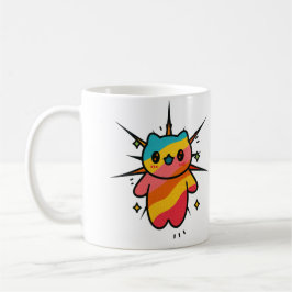 Mooie Kleurrijke Cartoon Kat Kosmische Pop Art Mok