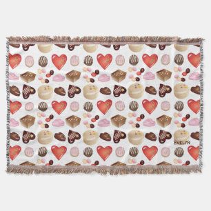 Mooie Kleurrijke Chocolade Snoep Hart Patroon Deken
