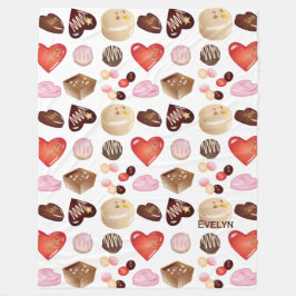 Mooie Kleurrijke Chocolade Snoep Hart Patroon Fleece Deken