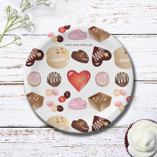 Mooie Kleurrijke Chocolade Snoep Hart Patroon Papieren Bordje