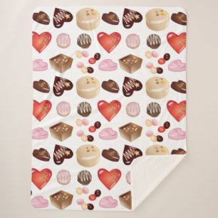 Mooie Kleurrijke Chocolade Snoep Hart Patroon Sherpa Deken