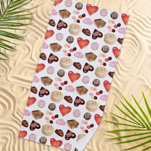 Mooie Kleurrijke Chocolade Snoep Hart Patroon Strandlaken