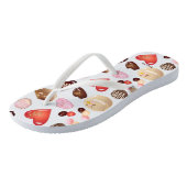Mooie Kleurrijke Chocolade Snoep Hart Patroon Teenslippers (Schuin)