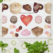 Mooie Kleurrijke Chocolade Snoep Hart Patroon Theedoek (Gevouwen)