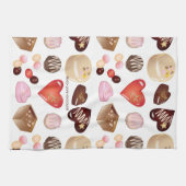 Mooie Kleurrijke Chocolade Snoep Hart Patroon Theedoek (Horizontaal)