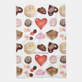 Mooie Kleurrijke Chocolade Snoep Hart Patroon Theedoek (Verticaal)
