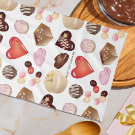 Mooie Kleurrijke Chocolade Snoep Hart Patroon Theedoek