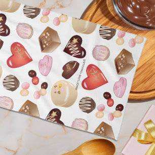 Mooie Kleurrijke Chocolade Snoep Hart Patroon Theedoek
