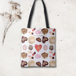 Mooie Kleurrijke Chocolade Snoep Hart Patroon Tote Bag