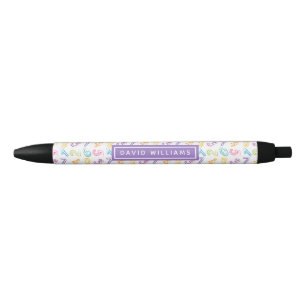 Mooie Kleurrijke Cijfers Patroon Aangepaste Naam Zwarte Inkt Pen