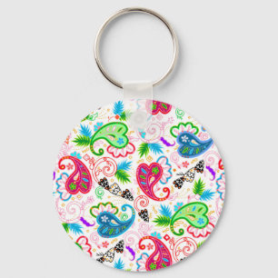 Mooie kleurrijke decoratieve bloemen patronen sleutelhanger