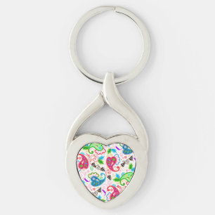 Mooie kleurrijke decoratieve bloemen patronen sleutelhanger