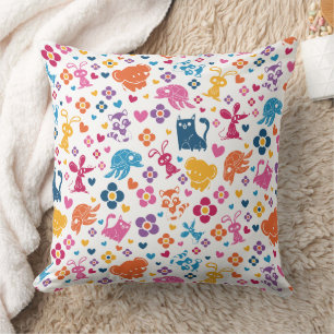Mooie Kleurrijke Dieren & Bloemen Patroon Kussen