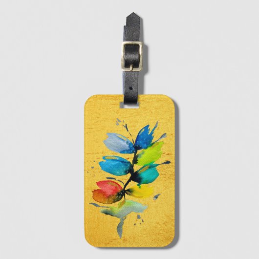 Mooie, kleurrijke, dunne waterverf bloem bagagelabel (Voorkant (verticaal))