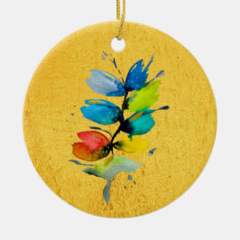 Mooie, kleurrijke, dunne waterverf bloem keramisch ornament