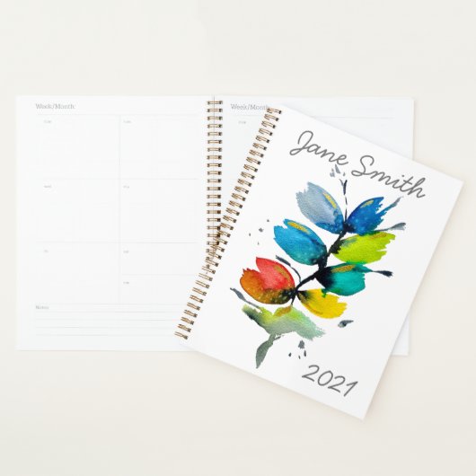 Mooie, kleurrijke, dunne waterverf bloem planner (Display)