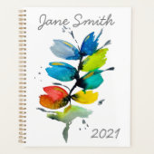 Mooie, kleurrijke, dunne waterverf bloem planner (Voorkant)