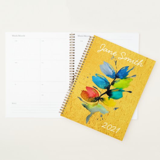 Mooie, kleurrijke, dunne waterverf bloem planner (Display)