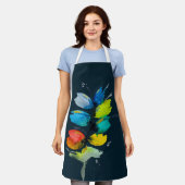 Mooie, kleurrijke, dunne waterverf bloem schort (Gedragen)