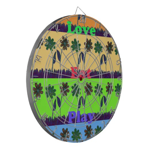 Mooie kleurrijke Eat Love Speel tekst Bloemen Pop Dartbord (Voorkant Links)