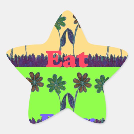 Mooie kleurrijke Eat Love Speel tekst Bloemen Pop Ster Sticker (Voorkant)