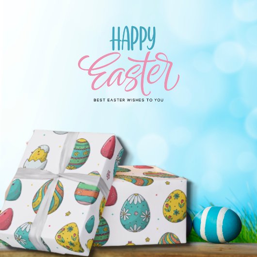 Mooie Kleurrijke Eieren Pasen Kuikens Inpakpapier