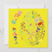 Mooie, kleurrijke Eieren-rooster-Kaart (Voorkant)