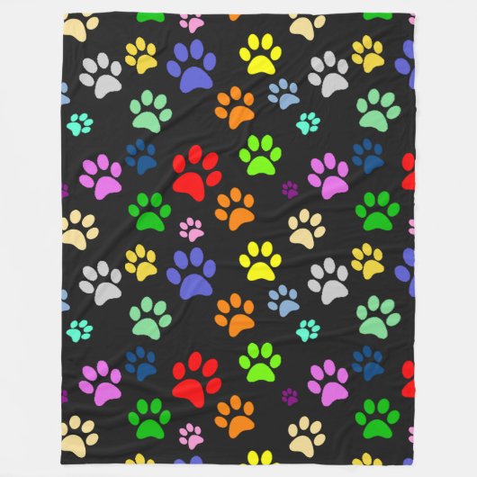 Mooie kleurrijke en leuke huisdierpotenpatroon fleece deken (Voorkant)