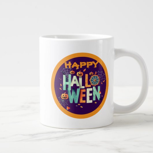 Mooie kleurrijke enge Halloween patronen Grote Koffiekop (Rechts)