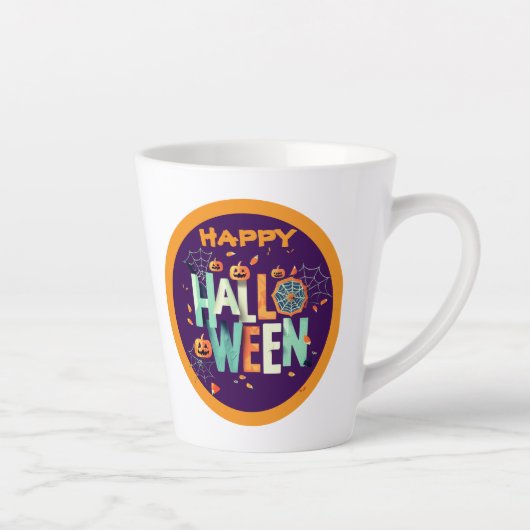 Mooie kleurrijke enge Halloween patronen Latte Mok (Rechts)