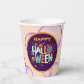 Mooie kleurrijke enge Halloween patronen Papieren Bekers (Achterkant)