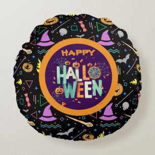 Mooie kleurrijke enge Halloween patronen Rond Kussen